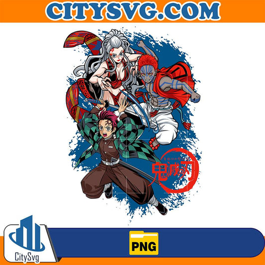 Tanjiro-Vs-Akaza-And-Daki-Demon-Slayer-Png