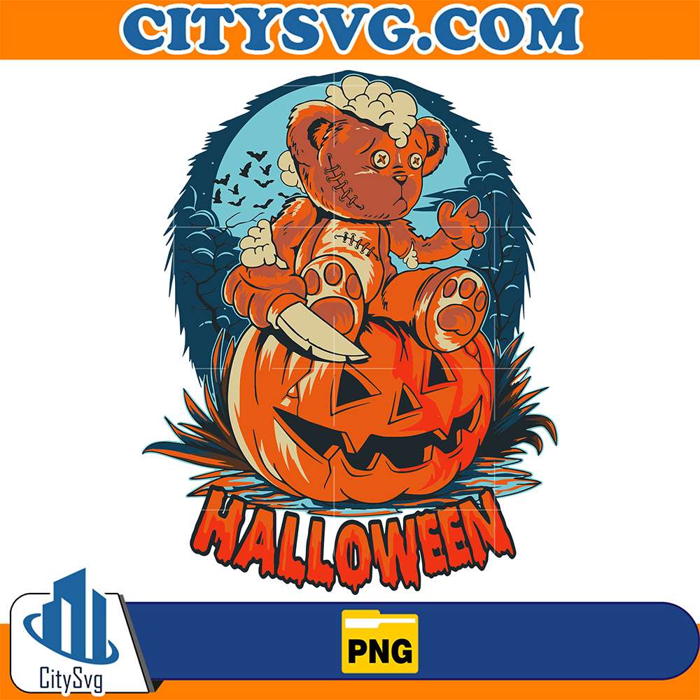 Teddy-Bear-Halloween-Pumpkin-Png