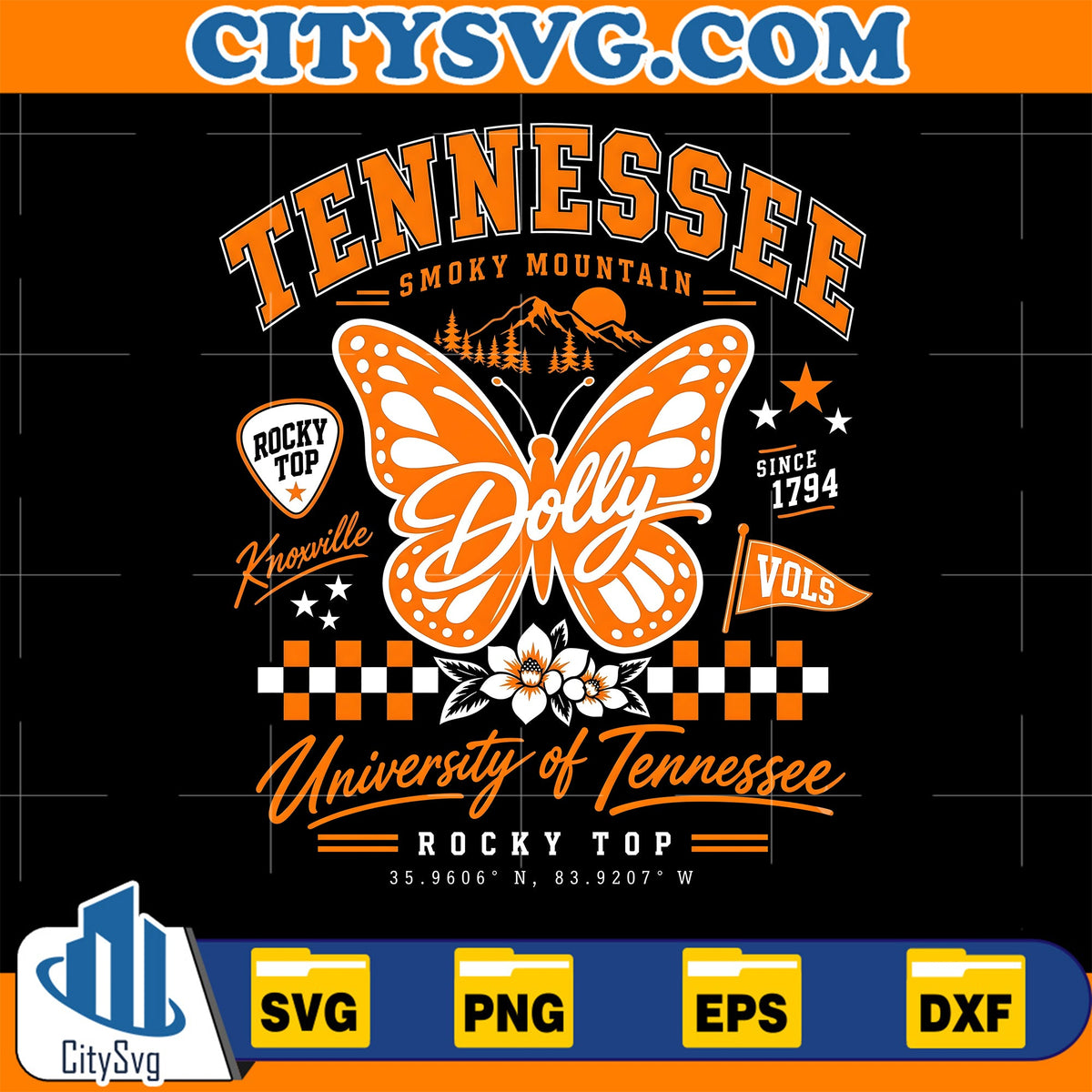 Tennessee Volunteers Butterfly Svg CitySvg