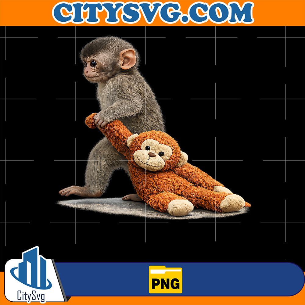 The-Monkey-Punch-With-Plush-Toy-Cute-Baby-Stuffed-Animal-Png
