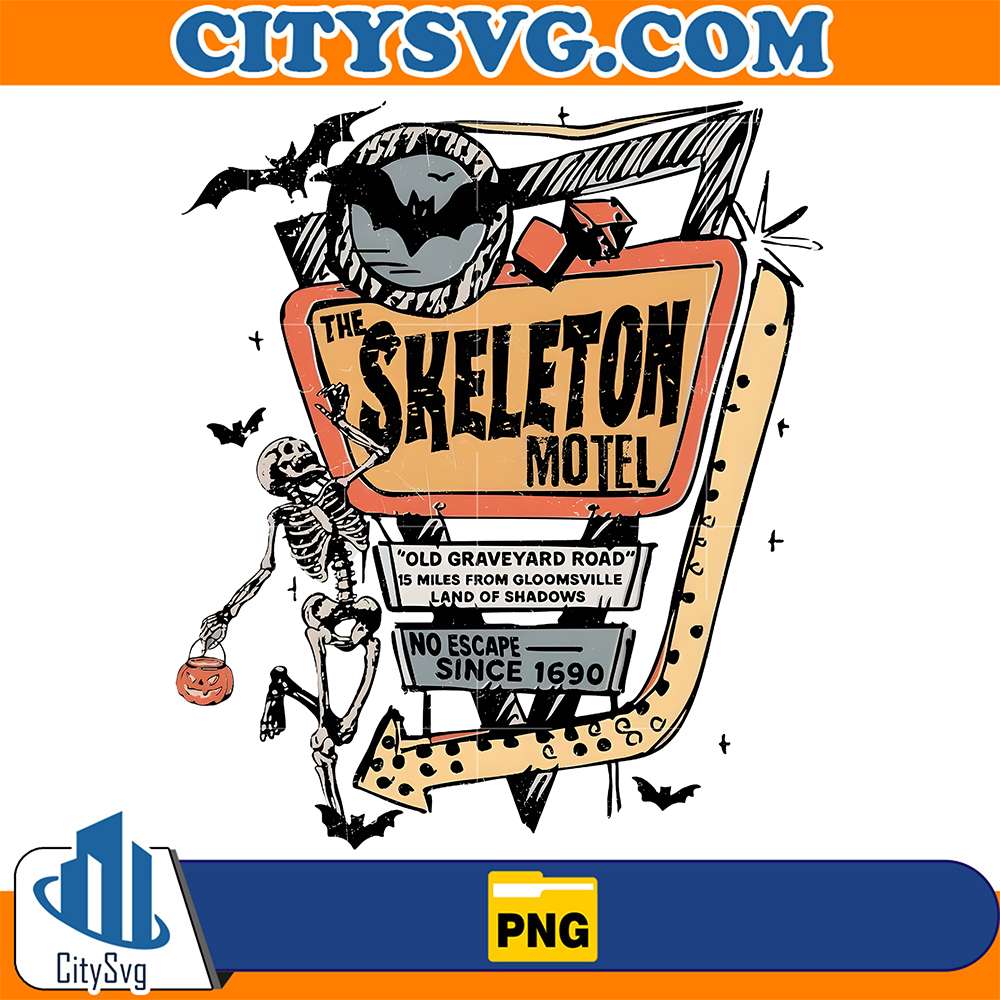 The-Skeleton-Motel-Retro-Funny-Halloween-Png
