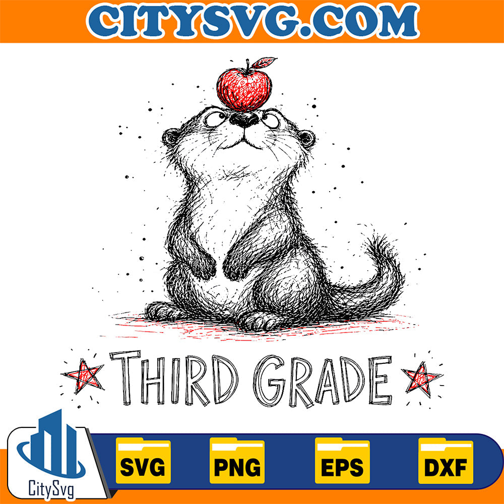 Third-Grade-Otter-Apple-Svg