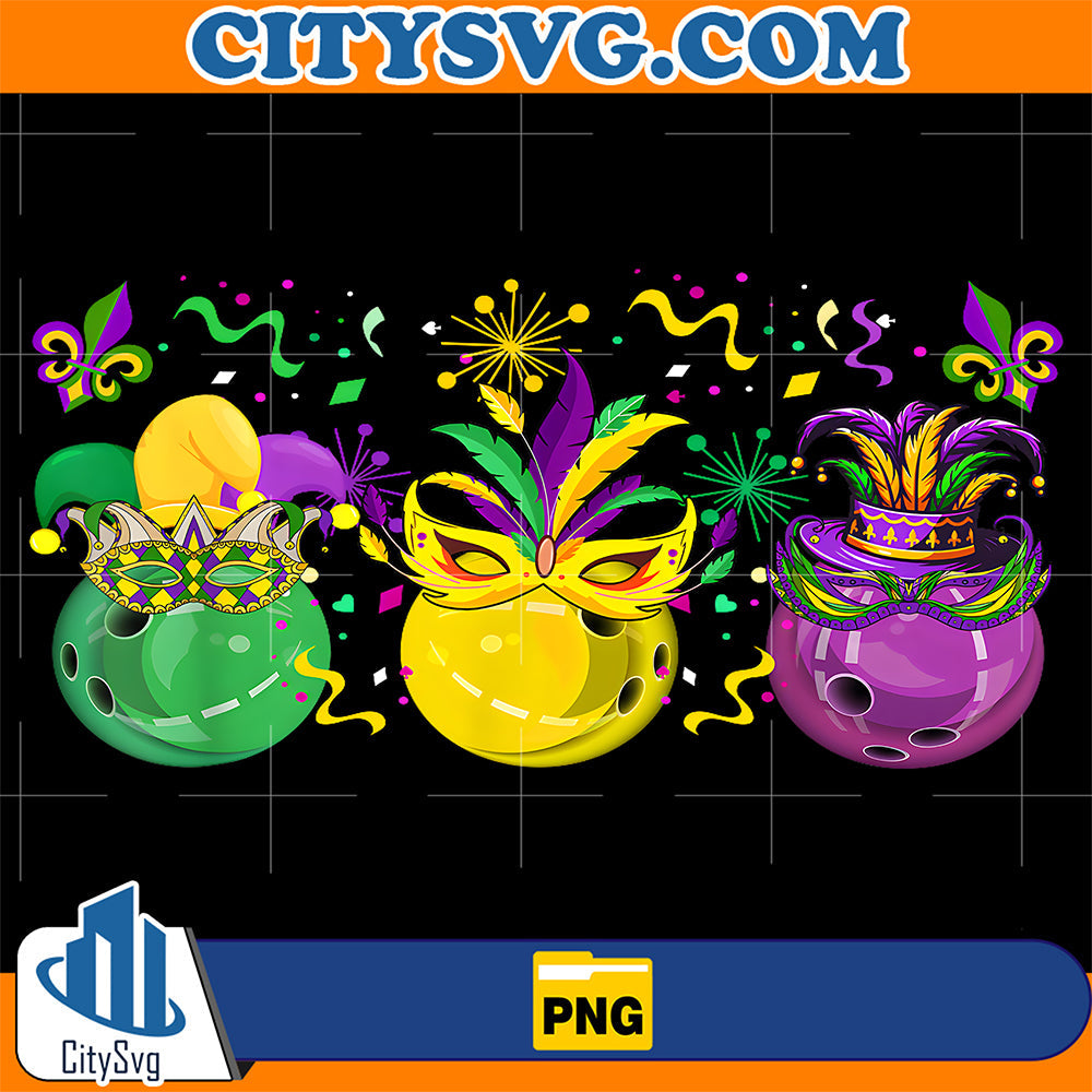 Three-Mardi-Gras-Bowling-Balls-Masked-Jester-Hats-Parades-Png