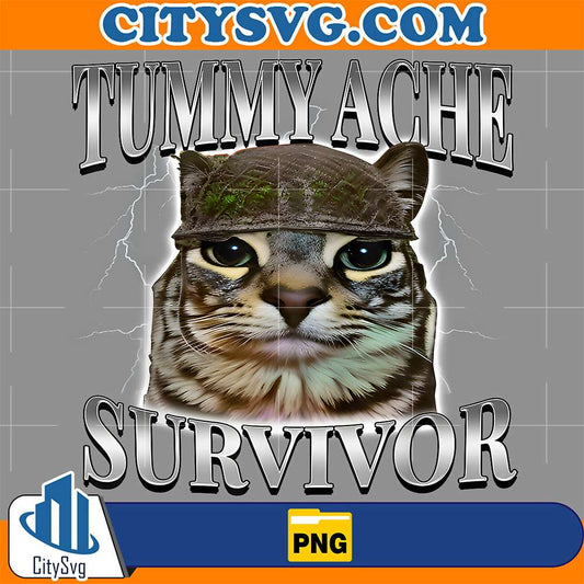 Tummy-Ache-Survivor-Cat-Meme-Png
