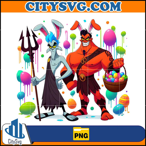 Villain Couple Cartoon Easter Png, Happy Easter Day Png, Funny Chibi E ...
