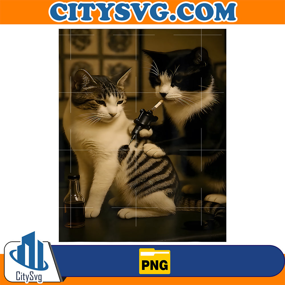Vintage-Cat-Smoking-Tattoo-Inked-Kitty-Artist-Funny-Meme-Png