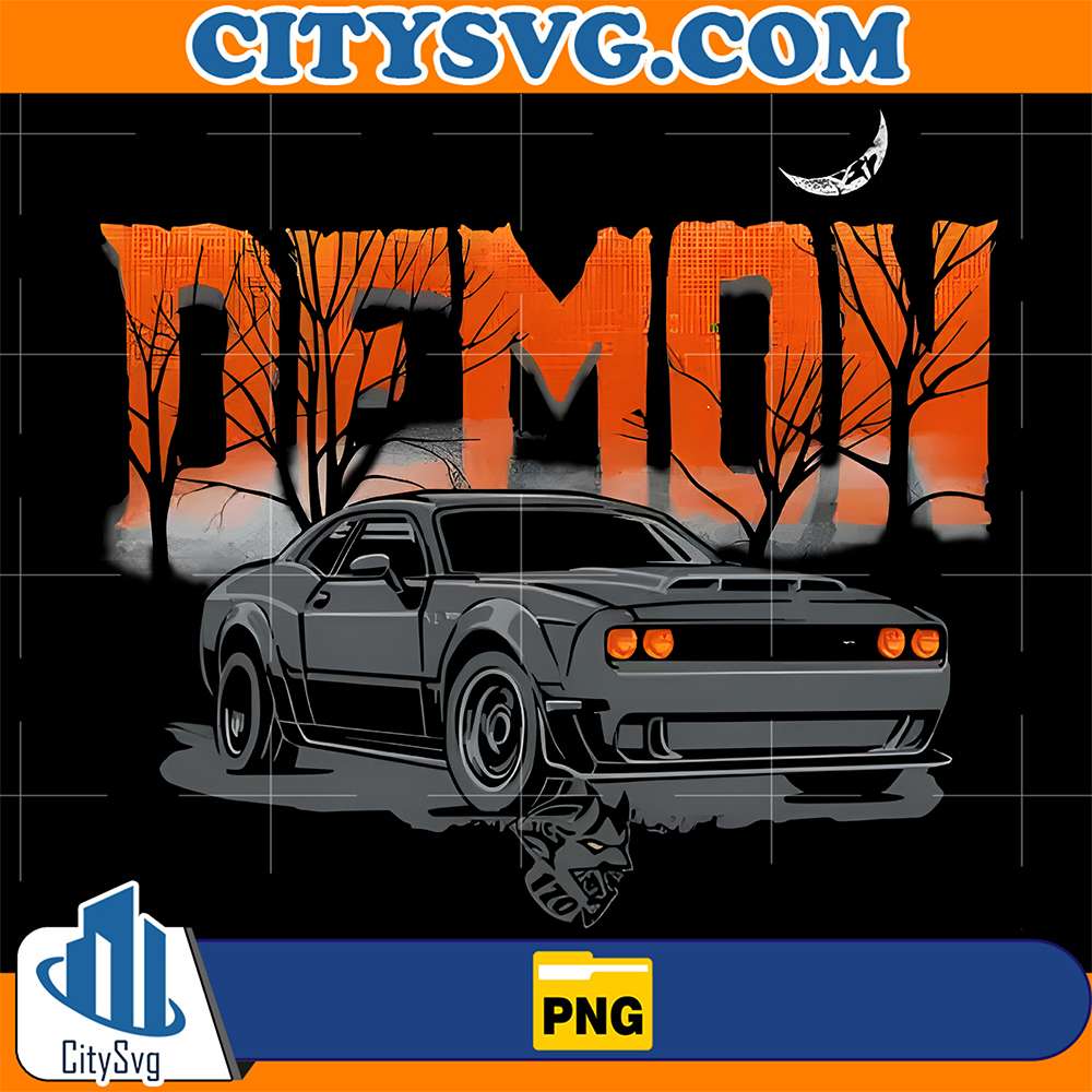 Vintage-Dodge-Car-Demon-Halloween-Png