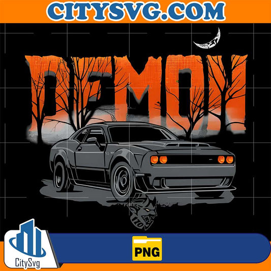 Vintage-Dodge-Car-Demon-Halloween-Png