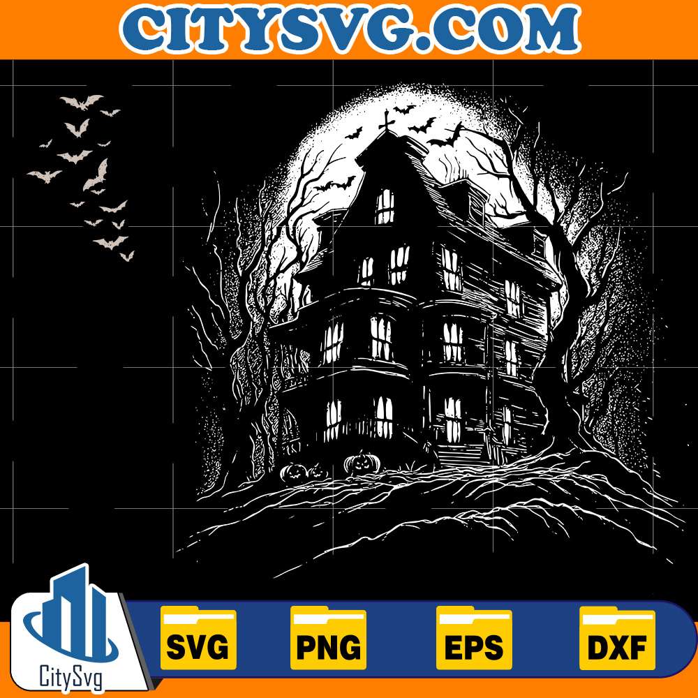 Vintage-Haunted-House-Svg