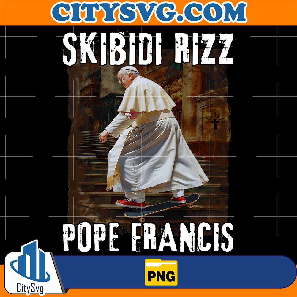 Viva-Il-Papa-Pope-Francis-Skibidi-Rizz-Skateboard-Png