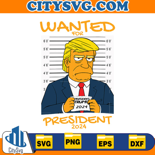 Wanted Trump Cartoon Svg, The Simpson Trump Svg