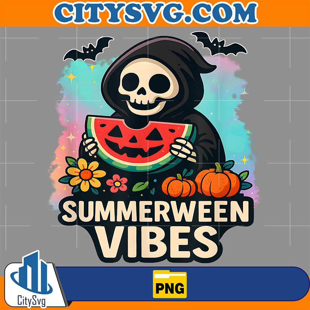 Watermelon-Ghost-Summerween-Retro-Skeleton-Vibes-Png