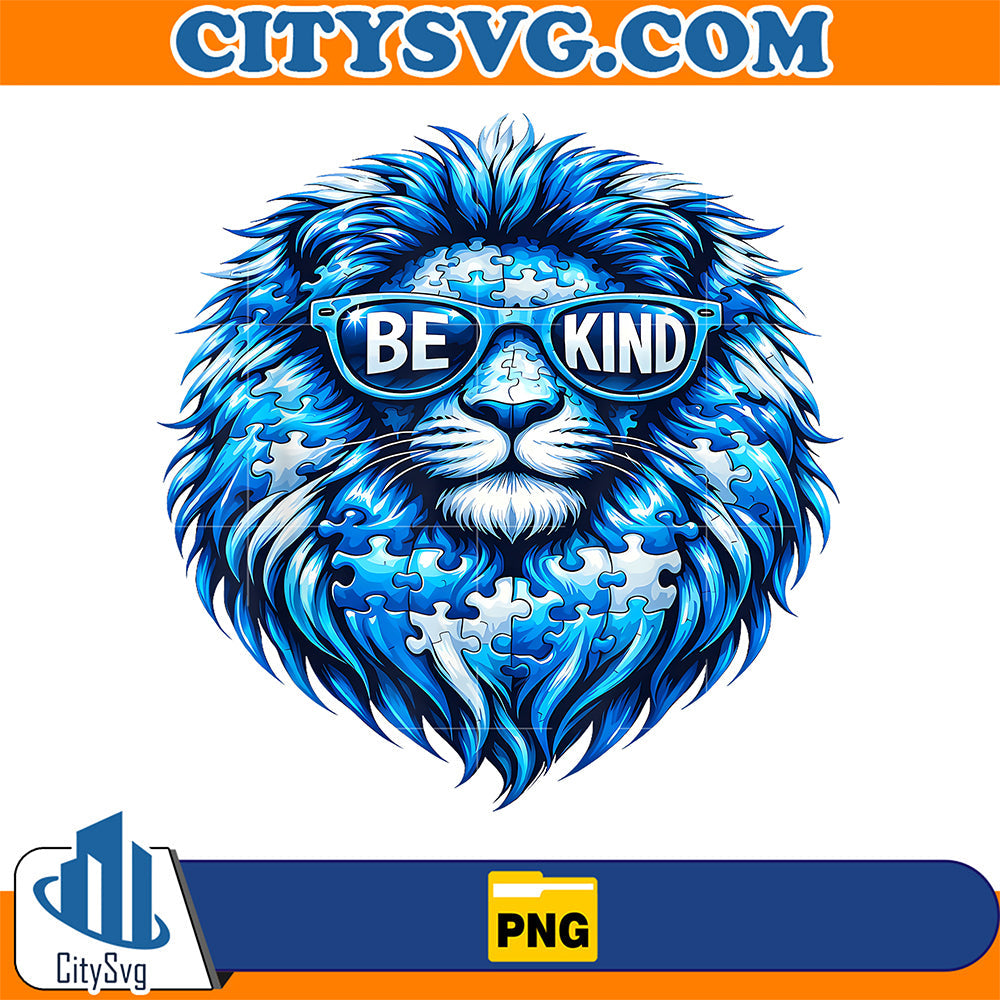 Wear-Blue-Autism-Awareness-Puzzle-Lion-Be-Kind-Png
