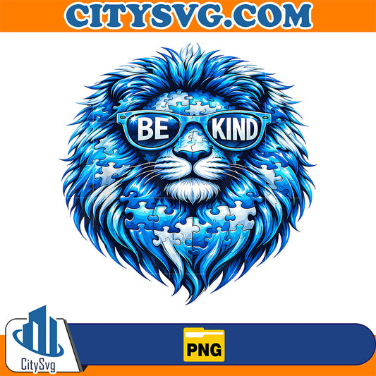 Wear-Blue-Autism-Awareness-Puzzle-Lion-Be-Kind-Png