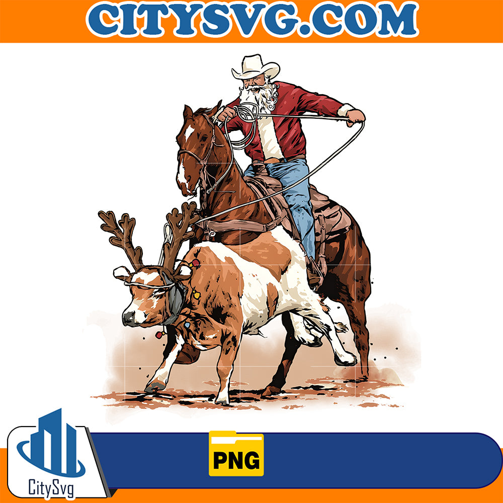 WesternRopingSantaPulloverChristmasPng