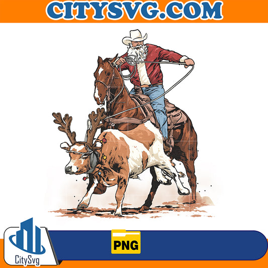 WesternRopingSantaPulloverChristmasPng_1