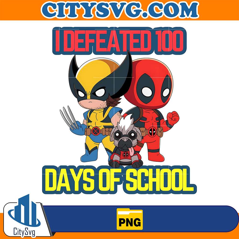 Wolverine-Deadpool-I-Defeated-100-Days-Of-School-Png