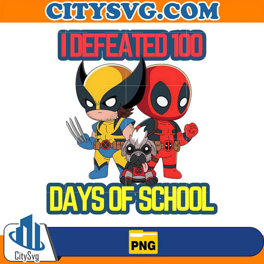 Wolverine-Deadpool-I-Defeated-100-Days-Of-School-Png