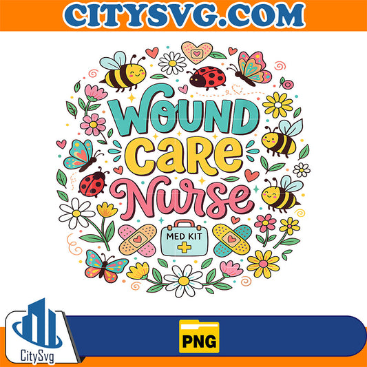 Wound-Care-Nurse-Kawaii-Bees-Butterflies-Spring-Floral-Png