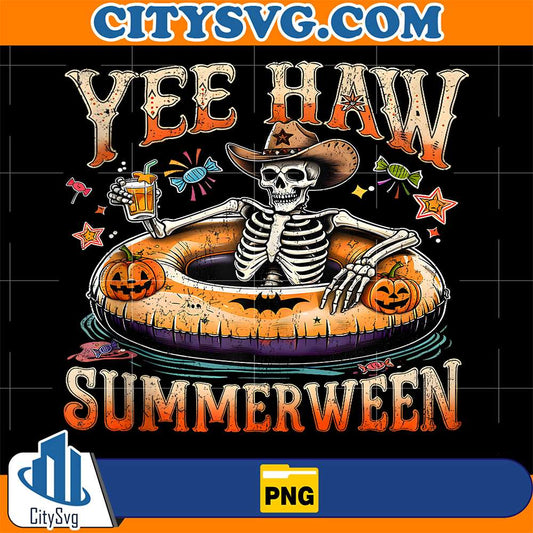 Yee Haw Summerween Cowboy Skeleton Western Halloween Png CitySvg