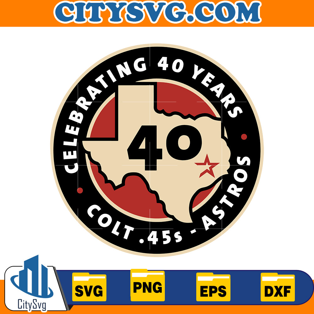 Celebrating 40 years Svg, Colt .45s- astros Svg