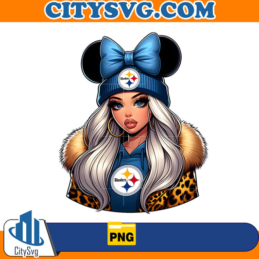 Cute Girl Minnie Pittsburgh Steelers Png