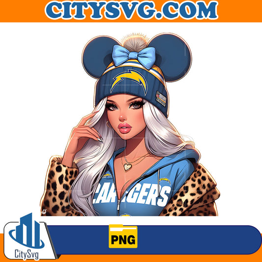 Cute Girl Minnie Los Angeles Chargers Png CitySvg