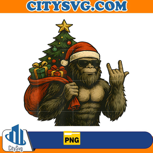 bigfoot-santa-christmas-tree-rock-on-funny-xmas-sasquatch-png