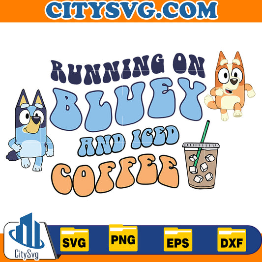 Running on Bluey and iced Coffee Svg