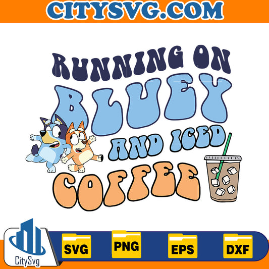 Running on Bluey and iced Coffee Svg