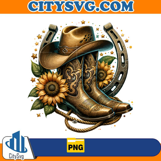 cowboy-boot-hat-sunflowers-png