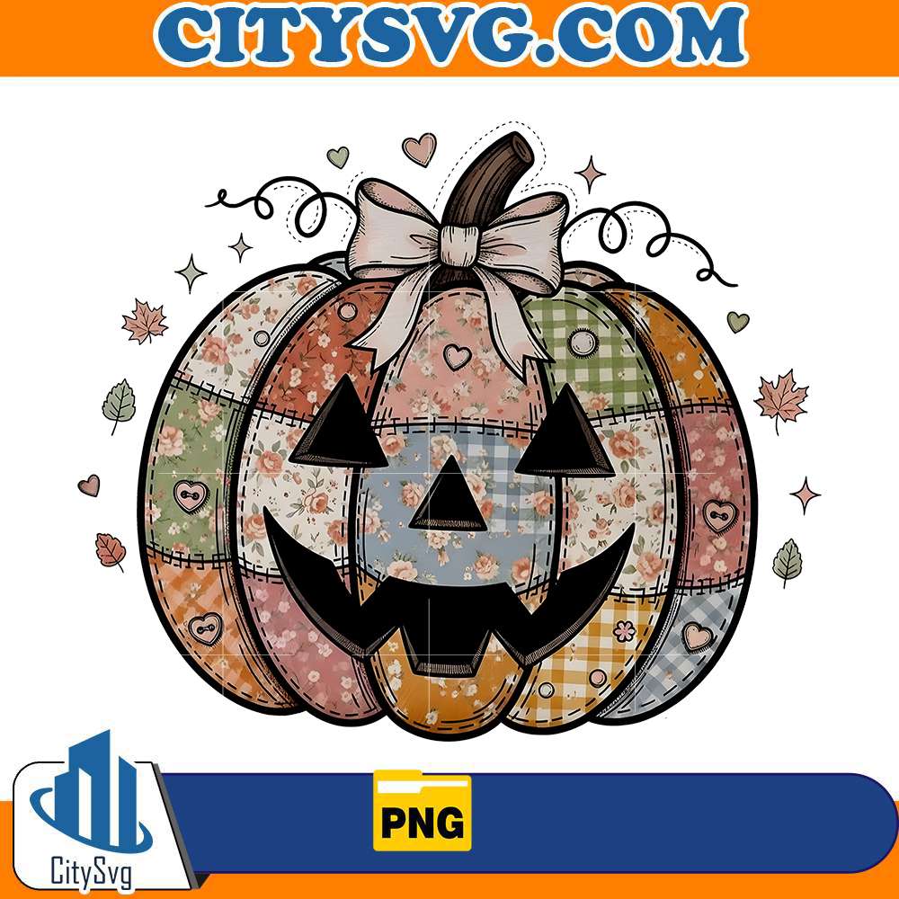 fall-aesthetic-patchwork-pumpkin-png