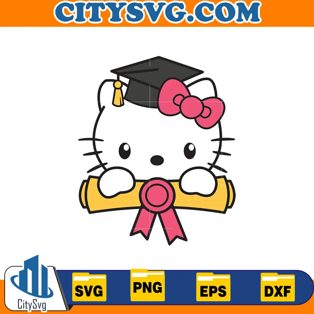 hello kitty graduation Svg โ CITYSVG