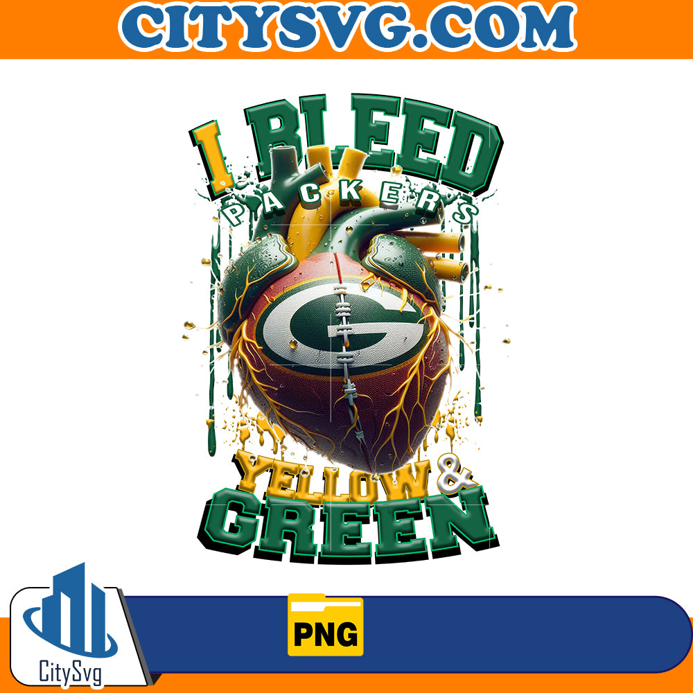 I bleed Yellow & Green Packers Png