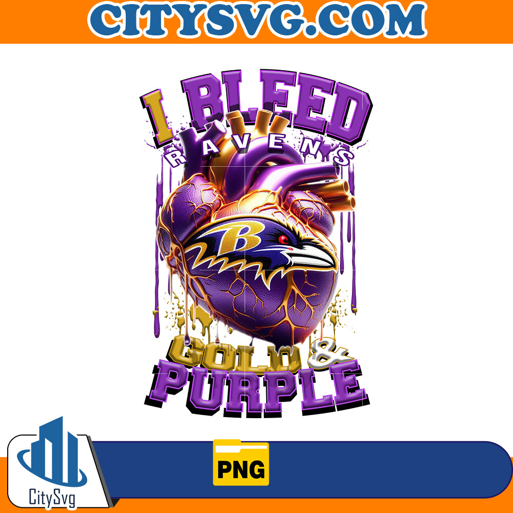 I Bleed Gold & Purple Ravens Png