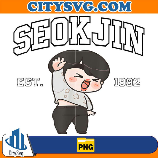 SeokJin EST.1992 Png, Cute Chibi Style Png CitySvg